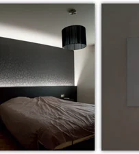 Slaapkamer met ambient LED-verlichting achter het bed &mdash; realisatie Jorgen Van Geert.